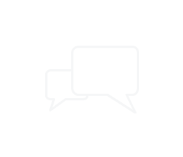 Two overlapping speech bubbles, one smaller and one larger, on a black background.
